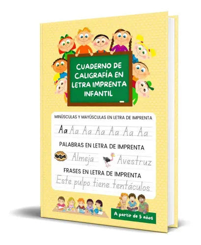 Portada de Cuaderno De Caligrafía En Letra Imprenta Infantil, De Pequeño Aprendiz. Editorial Independently Published, Tapa B…