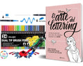 Portada de 24 Plumones Doble Punta Pincel Lettering Caligrafia + Libro