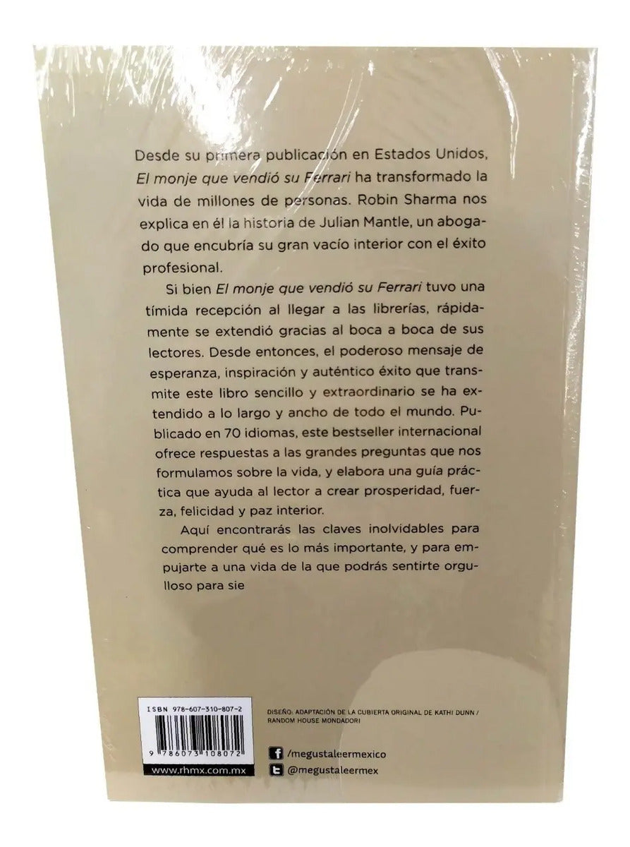 Portada de El Monje Que Vendio Su Ferrari Robin Sharma - Libro Original