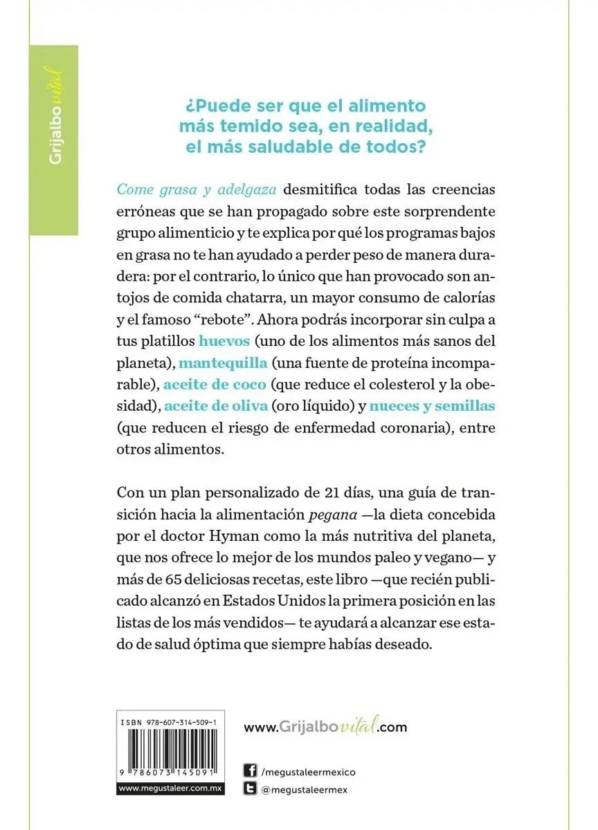 Portada de Libro Come Grasa Y Adelgaza De Mark Hyman