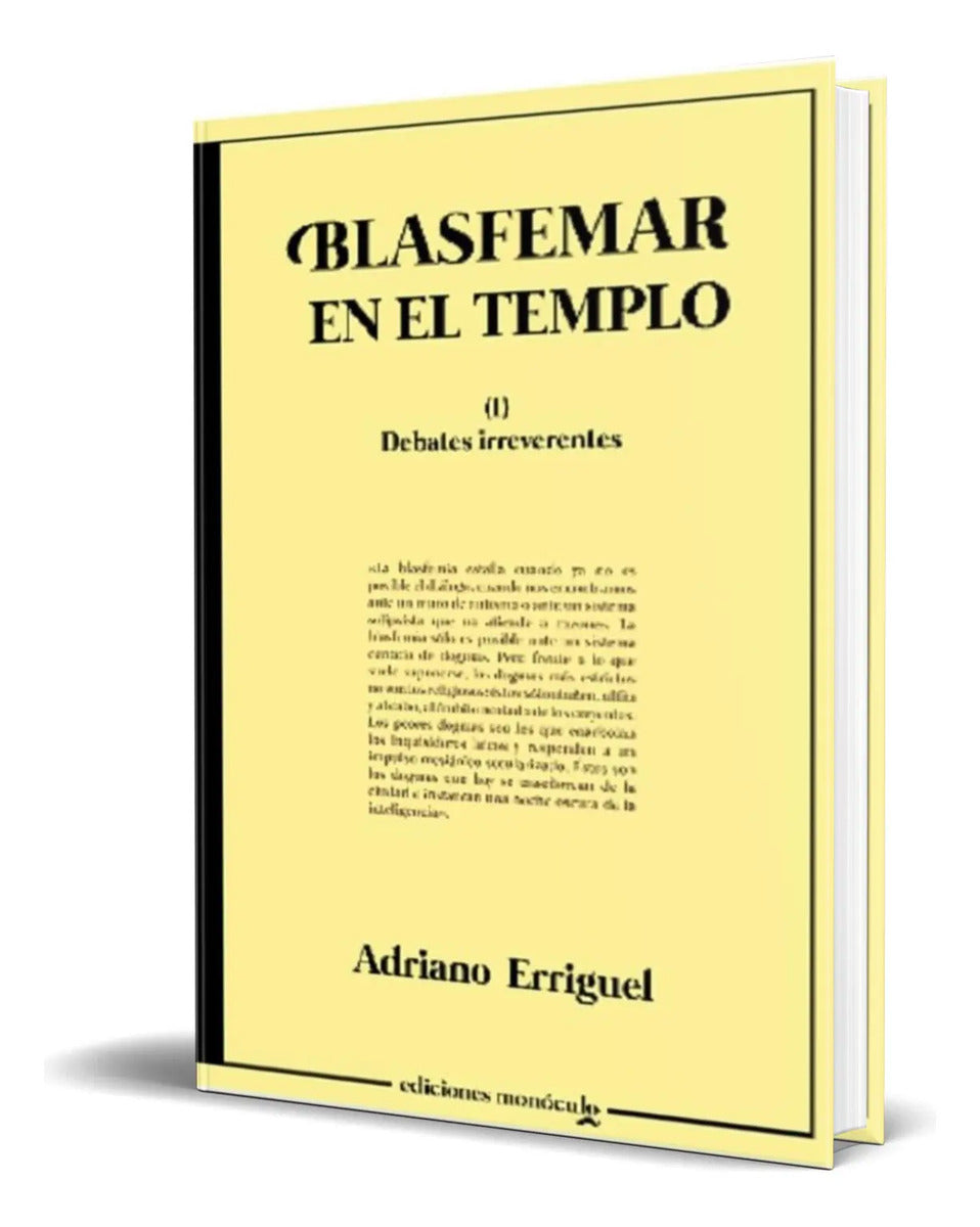 Portada de Libro Blasfemar En El Templo [ Adriano Erriguel ] Original