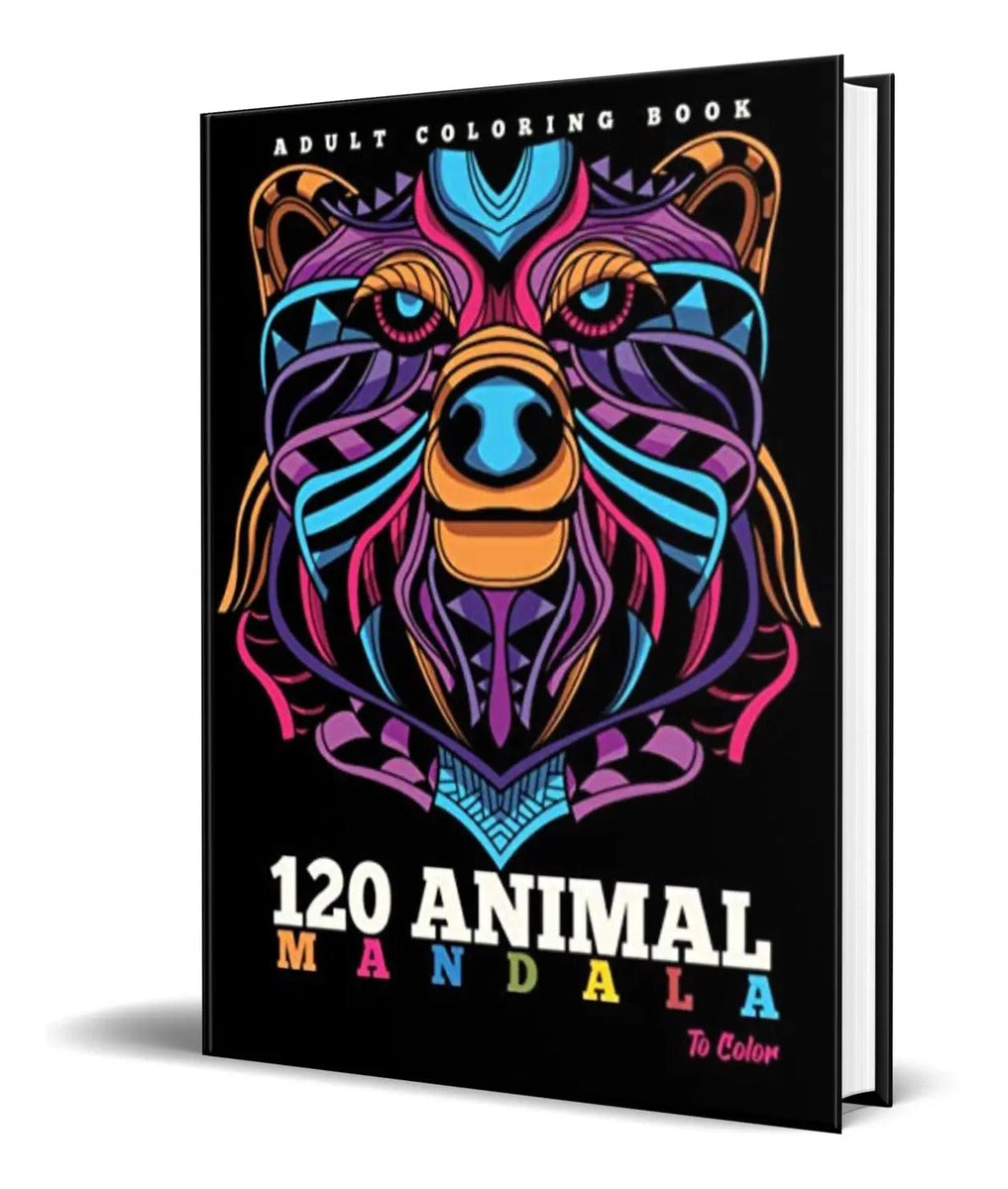 Portada de Libro Para Colorear [ 120 Animales ] Mandalas Original