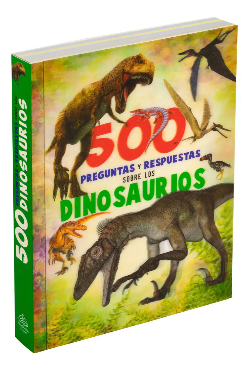 Portada de Enciclopedia Infantil 500 Preguntas Y Respuestas Sobre Los Dinosaurios Tapa Blanda Editorial Silver Dolphin