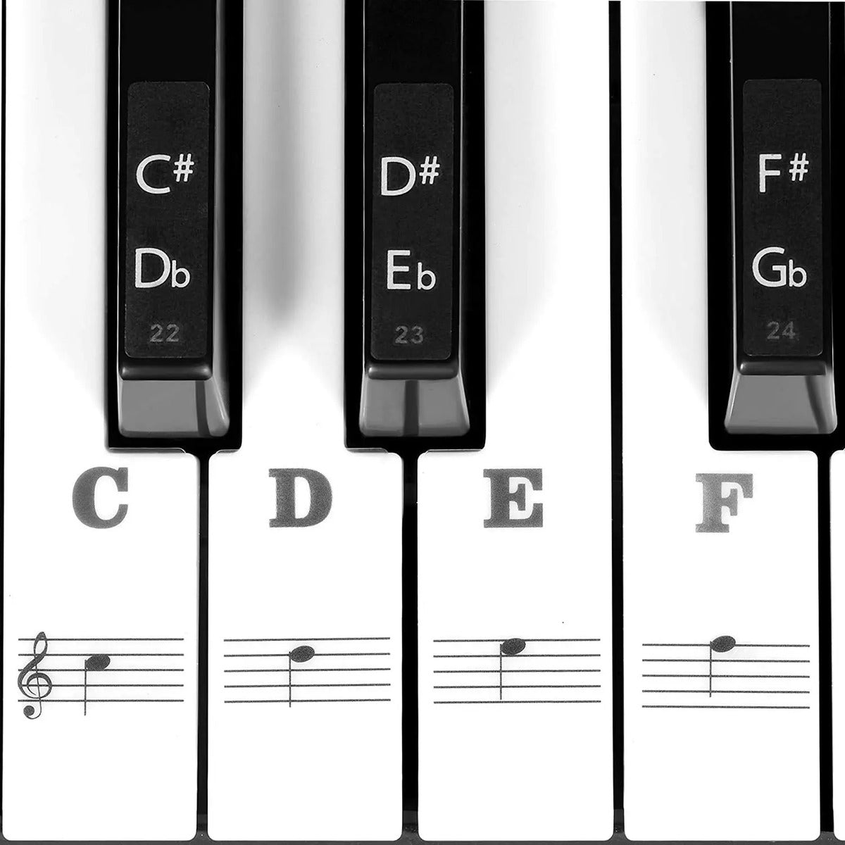 Portada de Stickers Para Teclado De Piano Hasta 88 Teclas Letra Grande