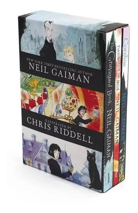 Portada de Boxset [ 3 Books ] Coraline, The Graveyard Book, Fortunately