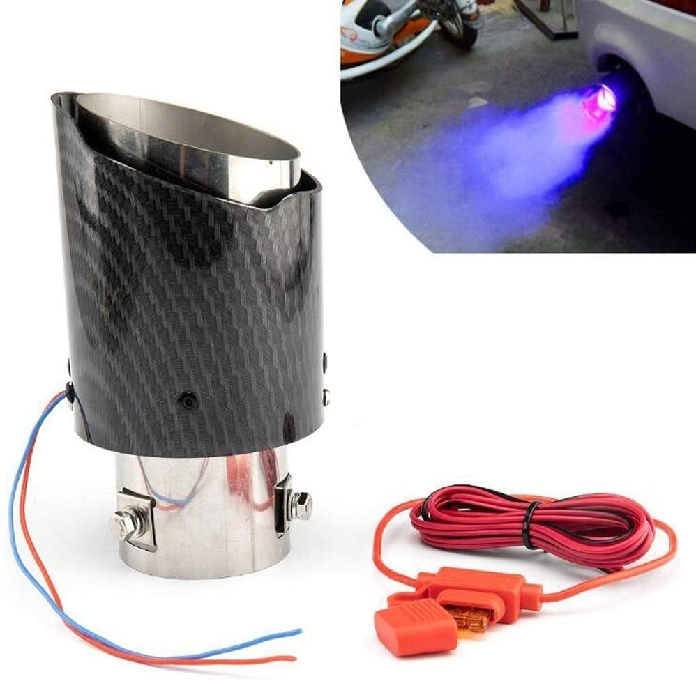 Portada de Punta De Escape De Fibra Carbono De 2.5 Pulgadas Luz Azul