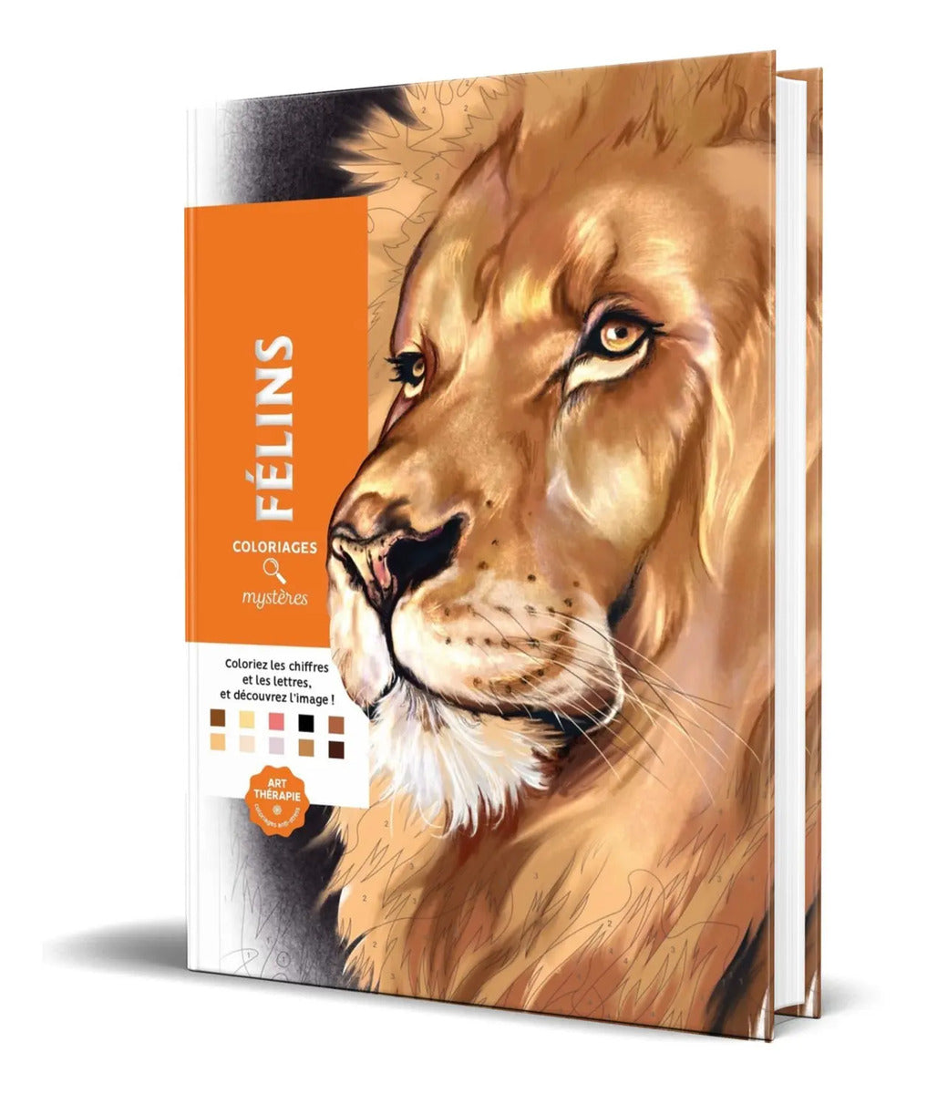 Portada de Libro Colorea Y Descubre [ Felinos ] 100 Ilustraciones