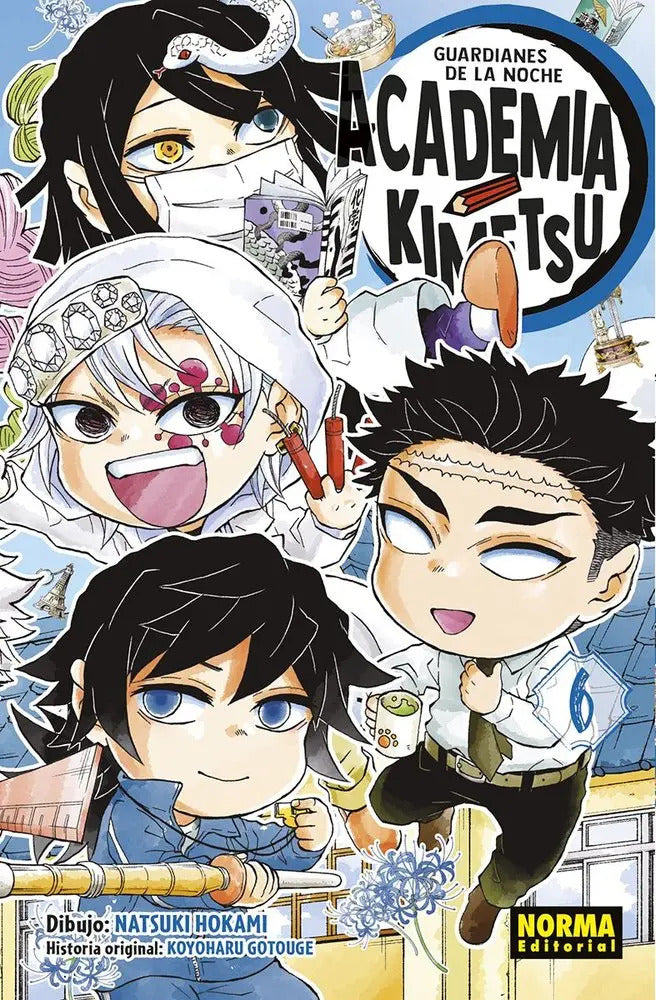 Portada de Guardianes De La Noche Academia Kimetsu 6, De Gotouge, Koyoharu. 1, Vol. 1. Editorial Norma Editorial, Tapa Bland…