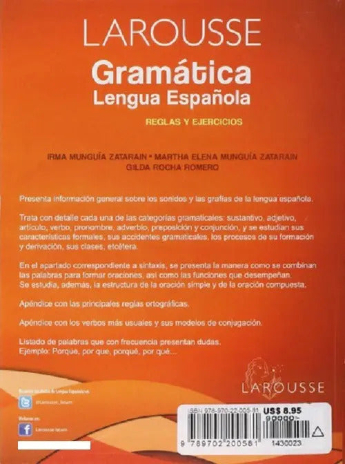 Portada de Larousse Gramatica Lengua Española Reglas Ejercicios Munguia