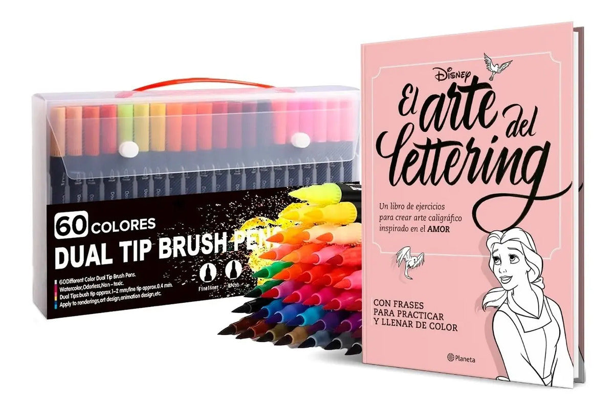 Portada de Kit Libro + 60 Plumones Para [ Lettering Y Caligrafia ]