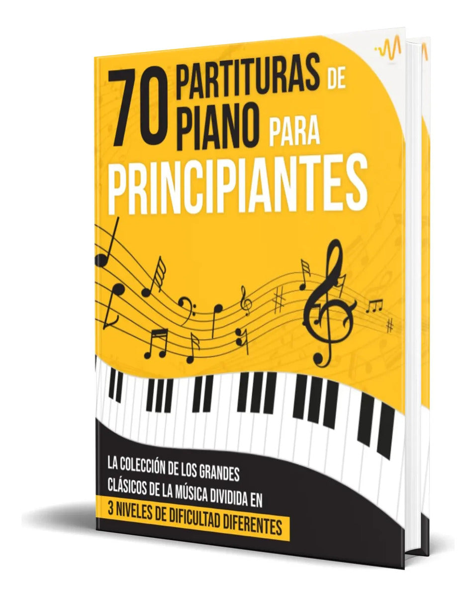 Portada de Libro 70 Partituras De Piano [ 3 Niveles De Dificultad ]