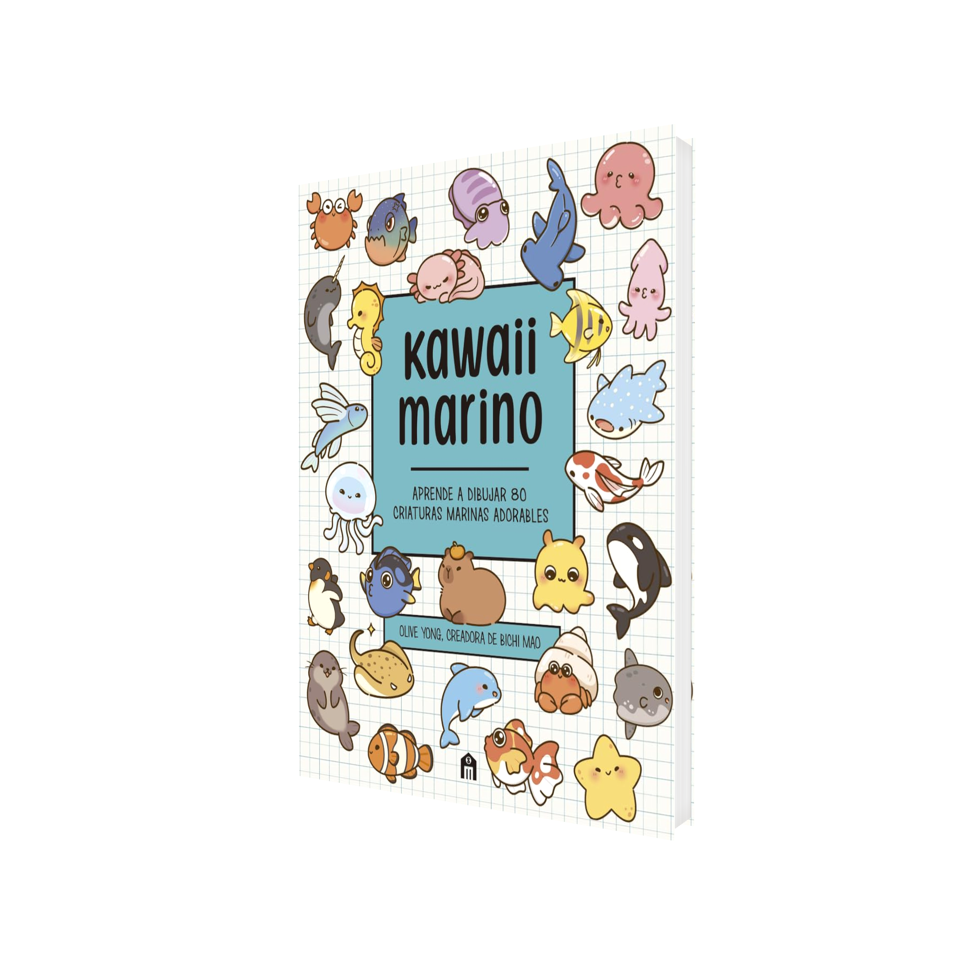 Portada de Libro Kawaii Marino Aprende A Dibujar 80 Criaturas Marinas Olive Yong [ En Español ] Original