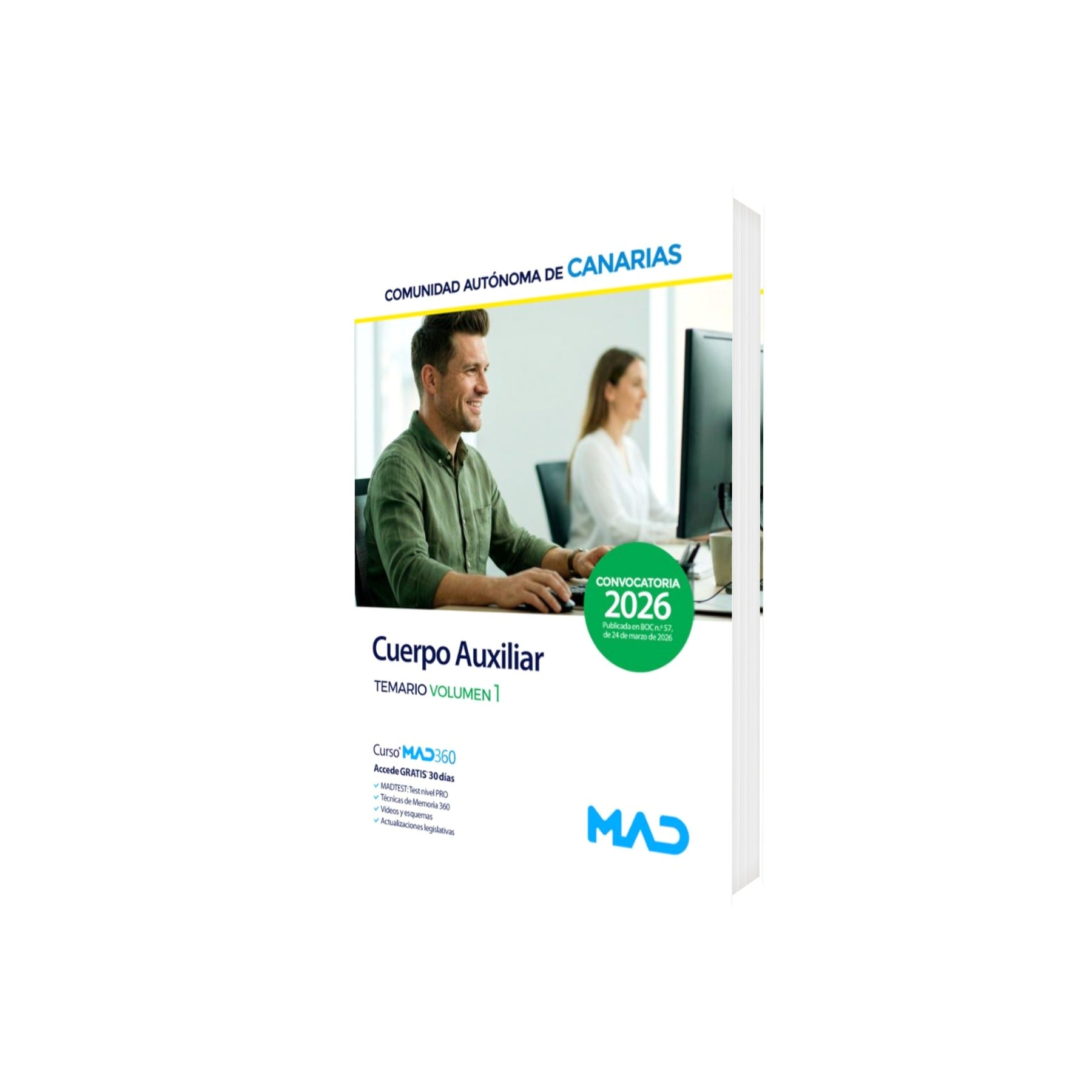 Portada de Libro Cuerpo Auxiliar Comunidad Autónoma De Canarias Temario Vol.1 [ En Español ] VV.AA. Original